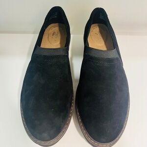 Clarks Black Suede Wedge Comfort sz. 8 1/2